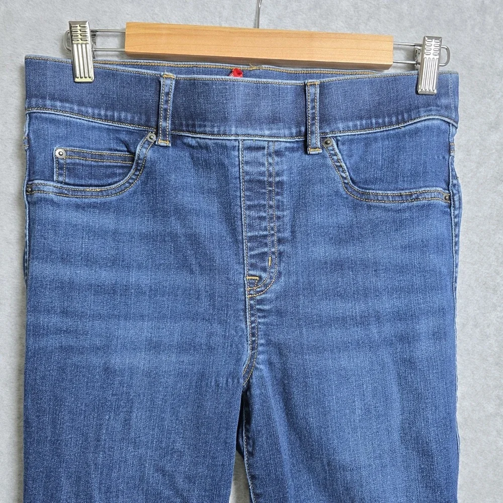 Spanx High Rise Size M Ankle Skinny Denim Dark Wash Pull On Stretch Jeans
